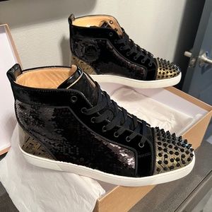 Christian Louboutin Men Spikes shoes size 46 Black and Gold